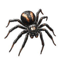 Captivating Close-up of a Striking Spider on a white background.