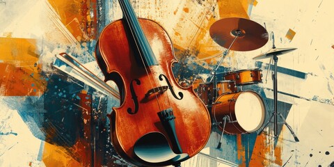 Wall Art Violin Drums