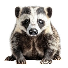 Fototapeta premium Charming Badger Close-Up Against Black Background