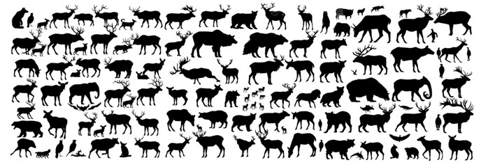 Big mammals of northern lands vector silhouettes, wildlife, arctic animals, vector illustration, wildlife silhouettes, mammals collection, northern mammals, nature vector art