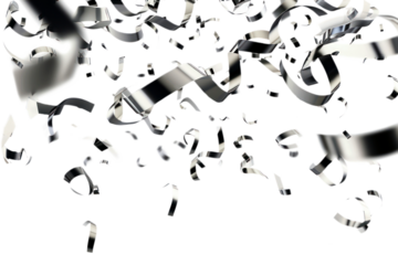 PNG A group silver confetti ribbons falling illustration white celebration.