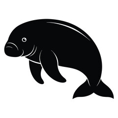 Silhouette of a Manatee, perfect for nature or conservation projects.