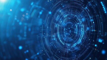Fototapeta premium Abstract Blue Technology Background with Circuit Board and Glowing Lights