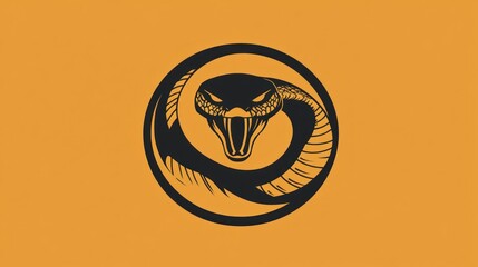 Snake logo on orange background
