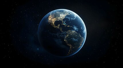 Fototapeta premium Pixelated Earth at Night Viewed from Space