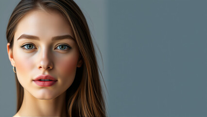 Fototapeta premium Portrait of a Beautiful Woman on an Isolated Gray Background