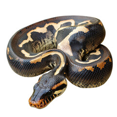 Obraz premium Majestic Ball Python Coiling Display with Transparent Background