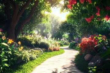 Fototapeta premium Forest Pathway with Flowers