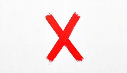 Obraz premium Red X mark on white paper signifying rejection, bold symbolism