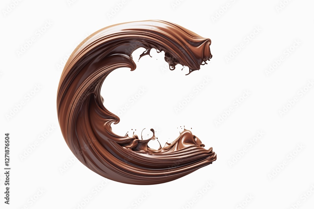 Fototapete letter c designed with flowing cocoa texture isolated on white background