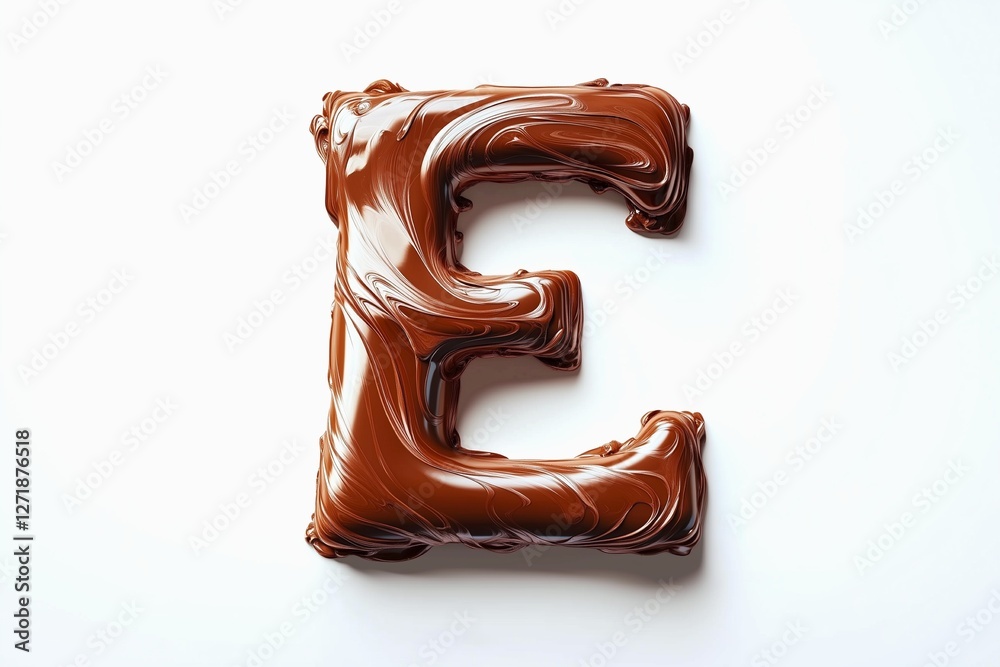 Fototapete letter e designed with flowing cocoa texture isolated on white background
