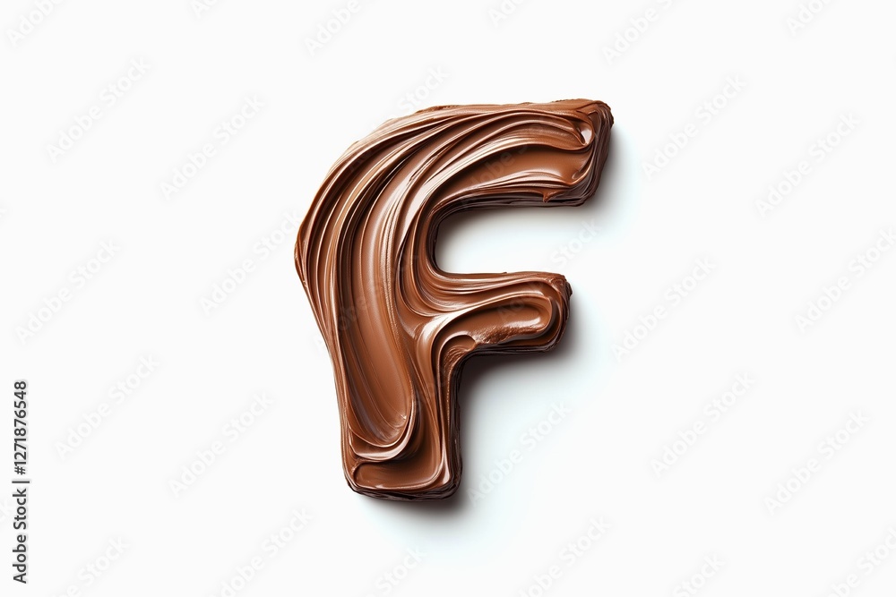 Fototapete letter f designed with flowing cocoa texture isolated on white background