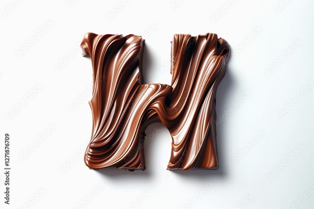 Fototapete letter h designed with flowing cocoa texture isolated on white background