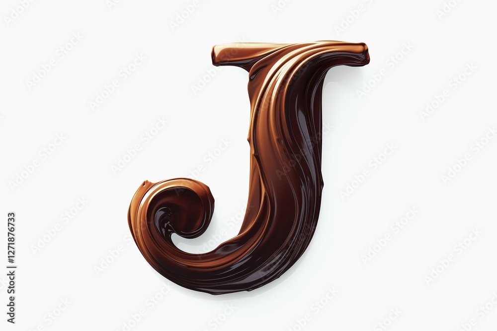 Fototapete letter j designed with flowing cocoa texture isolated on white background