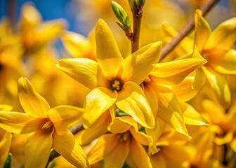 Obraz premium Forsythia Macro Photography: Vibrant Yellow Spring Blossoms Close-Up