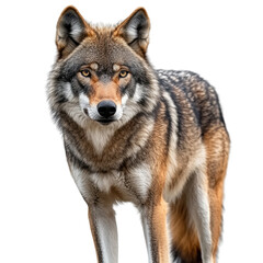 Fototapeta premium Majestic Wolf Staring Fiercely at the Camera on white background
