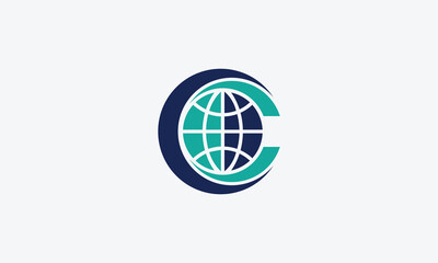 Letter C globe  monogram logo design