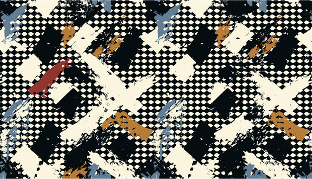 Grunge vector illustration, houndstooth plaid wallpaper, tartan seamless pattern, abstract tartan, grunge pattern, seamless houndstooth, plaid wallpaper, vector seamless design