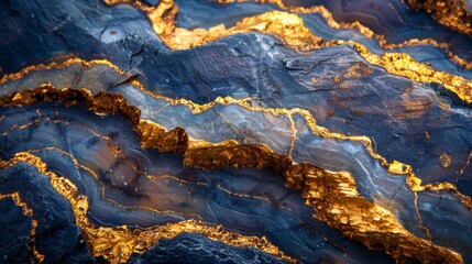 A beautiful geological specimen exhibiting rich golden veins interwoven with dark blue minerals, showcasing the stunning complexity and allure of natural formations.