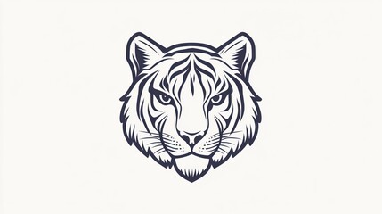 Tiger head graphic, black and white, minimalist design, possible logo use