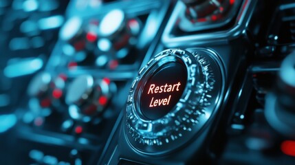 A button with the word "restart" on it