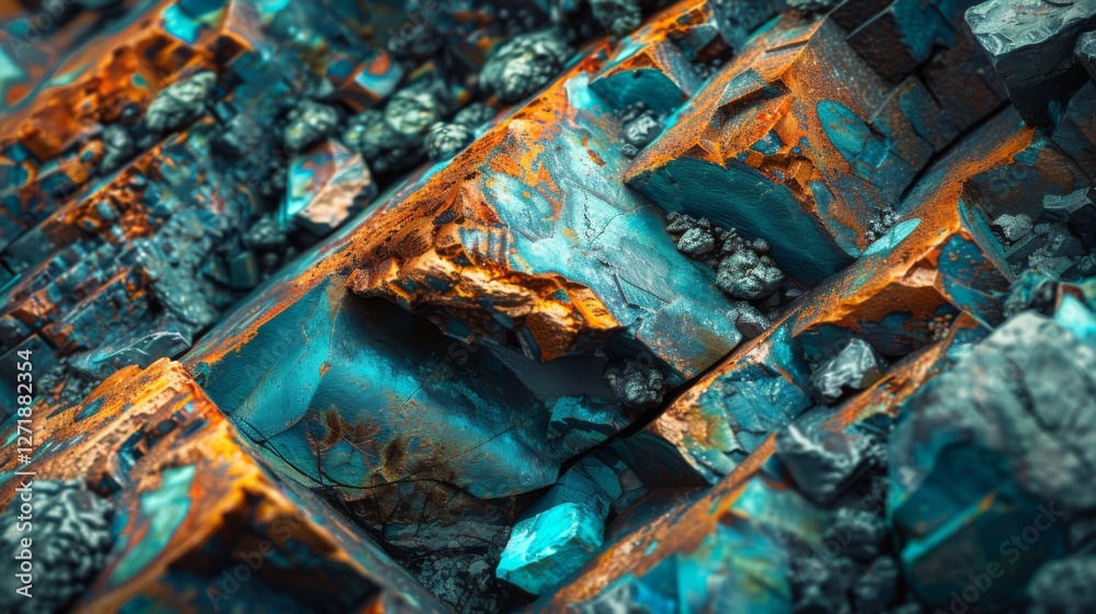 Aufkleber detailed display of vibrant mineral formations highlights unique crystal structures and textures. ri