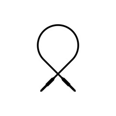 Audio cable with long round cord and two connectors. Vector icon.