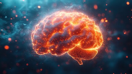 Obraz premium Burning Brain in Abstract Cosmic Background