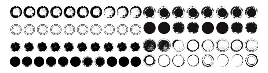 Grunge circle brush vector illustration, Mega vector set, abstract brush strokes, grunge texture, artistic design, creative vector, modern art, brush patterns, artistic brush set