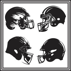 Four Silhouettes of American Football Helmets