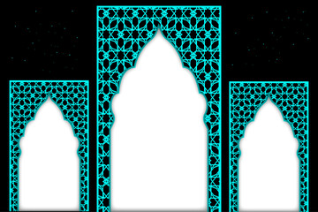 Frame for elegant greeting with geometric pattern | Abstract minimal vector background for eid, ramadan, banner, decoration, flyer with teal color 