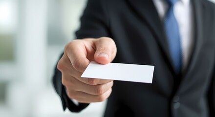 名刺を差し出すビジネスマン