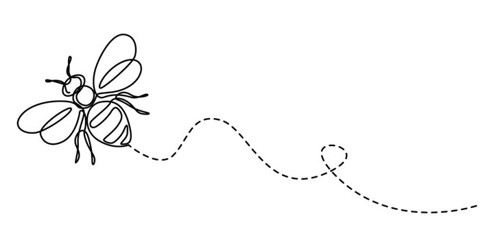 Bee one continuous line sketch. Hand drawn doodle illustration of insect, Continuous one line drawing of elegant honey bee for company logo identity. Organic honey farm icon concept vector pro style.