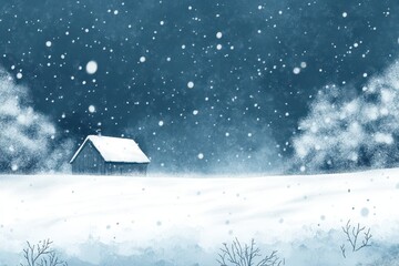 A solitary snow covered cabin on a winter day