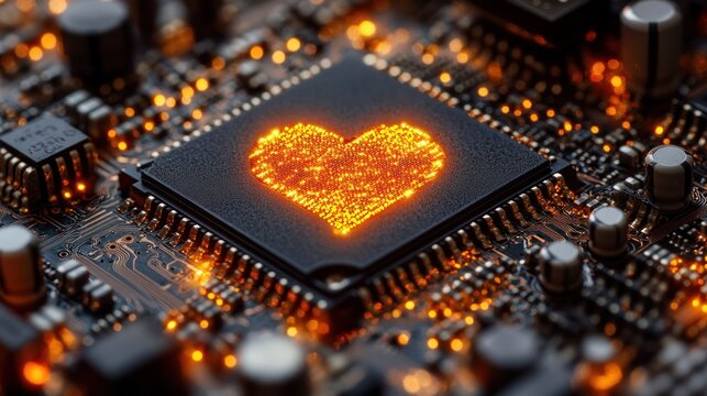 Burning Heart on Circuit Board (1)