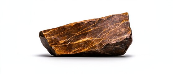 Fototapeta premium Natural stone with rich golden and brown patterns, perfect for geological studies.