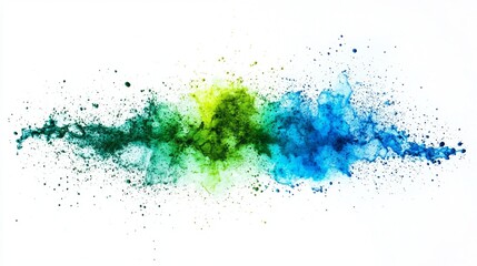 Obraz premium Swirls of green and blue dance across a stark white background, forming an abstract composition. The interplay of colors evokes a sense of movement and vitality, inviting interpretation