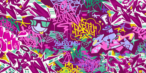 Trendy Abstract Colorful Urban Street Art Graffiti Style Vector Illustration Background Template