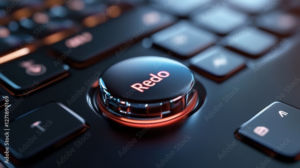 Aufkleber A close up of a keyboard with a red button that says Redo