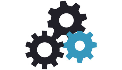 Vector illustration, flat icon settings gears or cogs, apps, websites, mechanical, automation, technology, engineering, process, cogwheel, machinery, system, industry