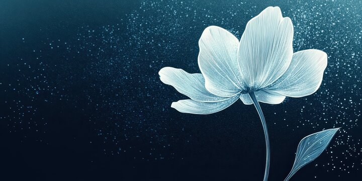 Elegant single flower illustration with subtle glitter background effect