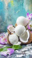 Fototapeta premium Coconut Ice Cream Delight - A Tropical Treat
