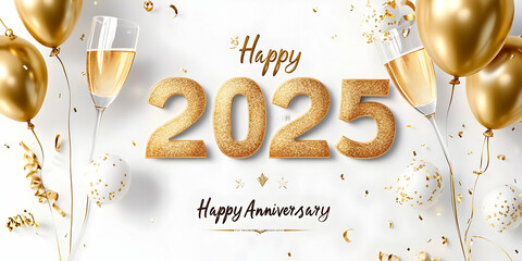 Luxurious birthday poster featuring golden elements celebrating the joy of a special anniversary in 2025