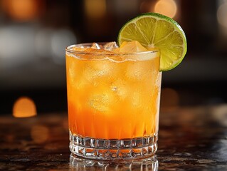 Crafting a naked and famous cocktail with mezcal yellow chartreuse and aperol at home urban bar setting