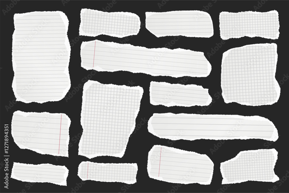 Canvas Prints ripped paper strips. realistic crumpled paper scraps with torn edges. shreds of notebook, book or ol