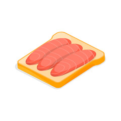 3D Isometric Flat Vector Illustration of Tasty Breakfast, Healthy Toasts Set. Item 7
