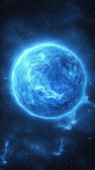 Fototapeta premium A gigantic bright blue star glows in the dark cosmos