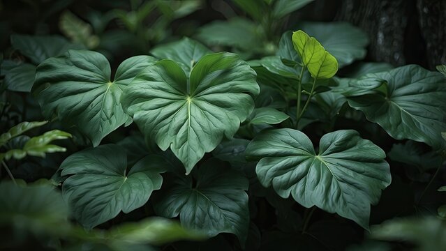"Abstract Tropical Leaf Texture - Vintage Green Nature Background for Wallpaper"