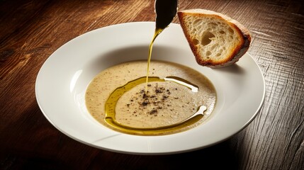 Creamy Soup with Toasted Bread Croutons: An Exquisite Culinary Masterpiece