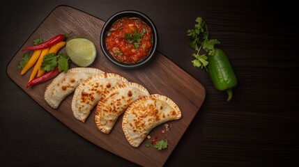 Scrumptious Empanadas with Spicy Salsa and Fresh Herbs